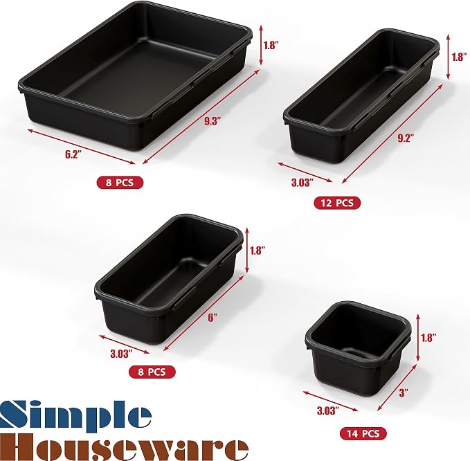 Simple Houseware Interlocking Desk Drawer Bins Organizer, 42 Packs, Black - Image 7