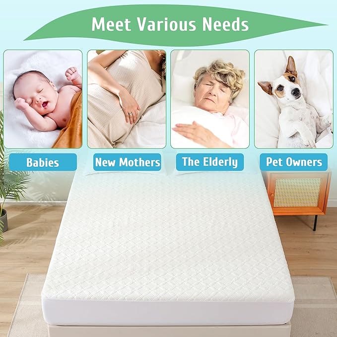Twin Mattress Protector, Soft Breathable Waterproof Twin Mattress Pad Cover, 6-16 in Deep Pockets, 39"x75", White