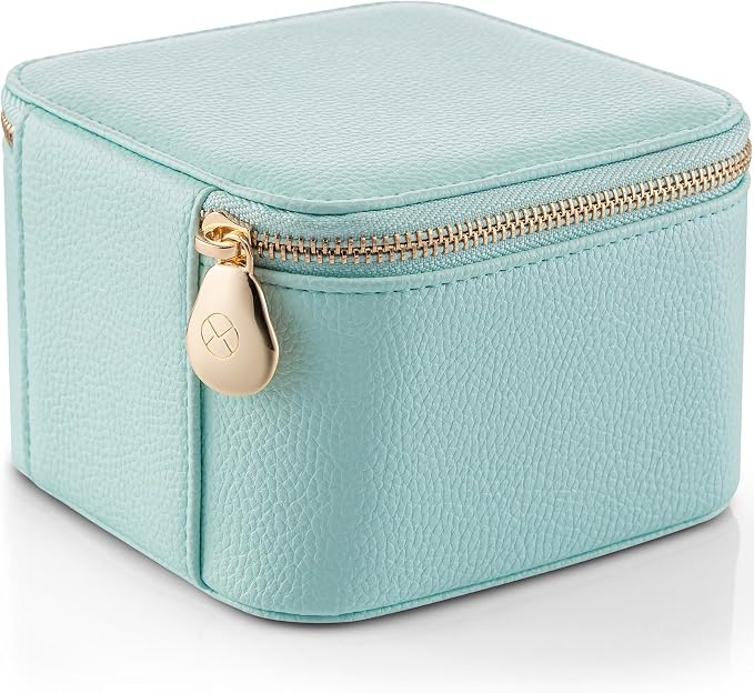 VLANDO Travel Jewelry Box,Jewelry Travel Case with 6 Velvet Jewelry Zipper Pockets Travel Jewelry Organizer for Ring Bracelet Christmas Wedding Birthday Gifts for Wife Daughter Lake Blue - Image 6