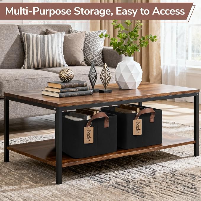 CHICVITA 4 Pack Storage Baskets for Shelves, Collapsible Fabric Closet Storage Bins with Metal Frame, Towel Organizer for Living Room, 14.8" x 10.3" x 8.3", Black - Image 4