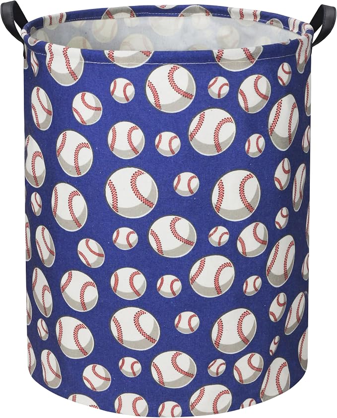 HIYAGON Baseball Kids Laundry Hamper, Large, Cotton & Linen, Waterproof PE Coating, Collapsible, Multi-purpose, Dinosaur Pattern by HIYAGON
