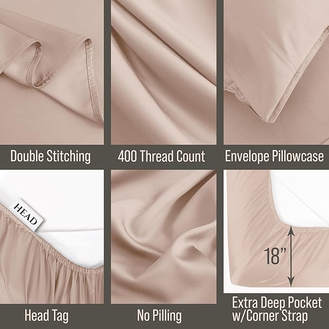 Bella Coterie Luxury Bamboo Viscose Split King Size Sheet Set | 2 Fitted Sheets for Sleep Number & Adjustable Beds | 100% Organically Grown | Cooling & Ultra Soft | 18” Deep Pocket [Dusty Rose]