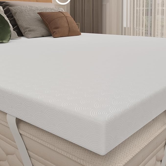 Zenzy 3" Twin Bamboo Mattress Topper Cover, Oeko-TEX Certified, Ultra-Soft Zippered Topper Protector with Adjustable Straps, Washable (Cover Only)