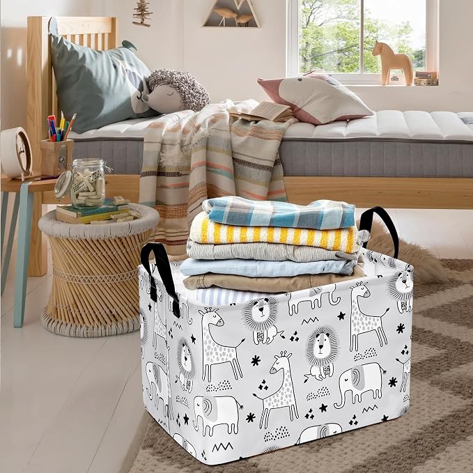 MAIZMZ Kids Storage Basket Baby Foldable Toys Organizer Bins Decorative Gifts Bakset Waterproof Nursery Hamper Women Storage Cube Kids Laundry Basket for Home/Dorm/Kitchen/Pet/Office/Closet/Shelf/ - Image 3