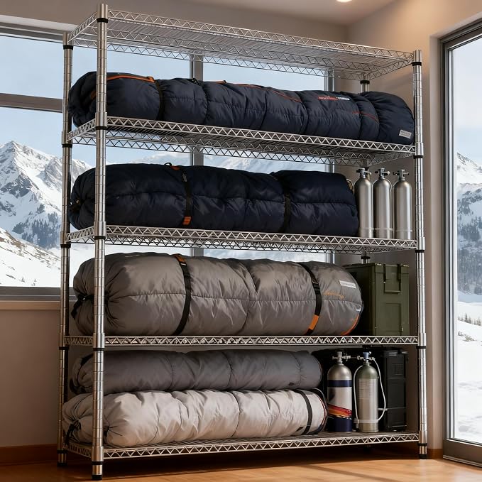 M MZG 5 Tiers Shelf 3300 lbs Steel Storage Shelving Utility Shelving Unit Steel Organizer Wire Rack for Home,Kitchen,Office,Garage Chrome 17.7" D x 47.2" W x 70.3" H - Image 8