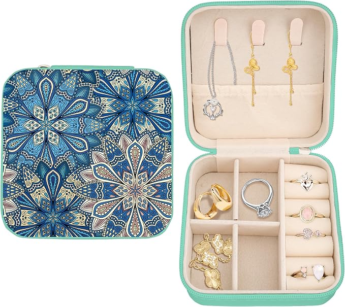 Ethnic Style Jewelry Box Organizer Small Travel Jewelry Case Jewellery Portable Storage Box Jewellery Case for Men Women Travel Gifts Ideas Great Gifts for Christmas Birthday Thanksgiving by Unknown