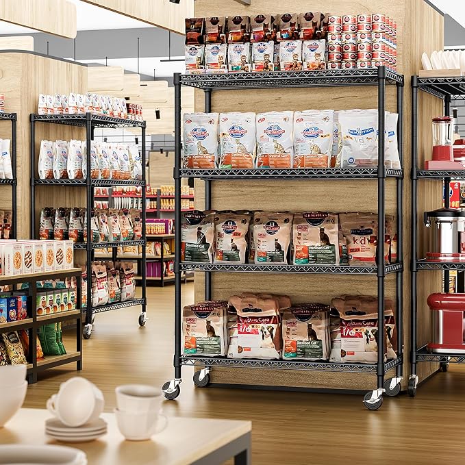 IZEUK Garage Shelving Wide Storage Shelves 4 Tier Metal Shelves 3200 LBS Heavy Duty Adjustable Utility Shelf Rack Black 23.6" D x 53.1" W x 73.6" H - Image 2