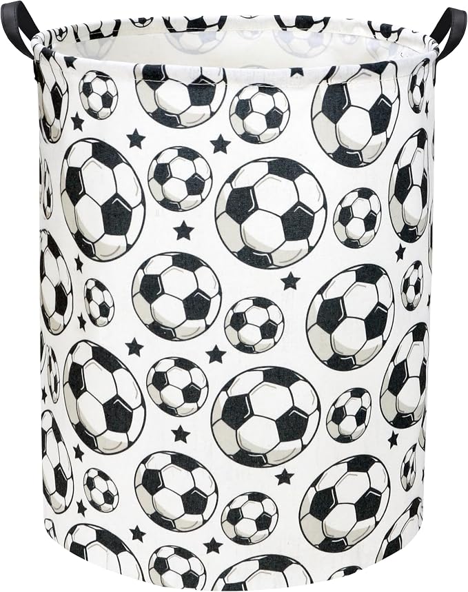 HIYAGON Kids Laundry hamper Baby Hamper for Nursery Boy and Girl Hamper Cute Kids Toys Storage Bin Organizer Soccer Room Decor for Home(Soccer) by HIYAGON