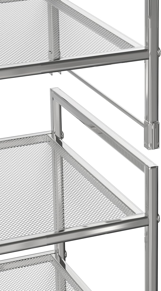 Simple Houseware 3-Tier Stackable Mesh Shoe Rack, Silver - Image 4