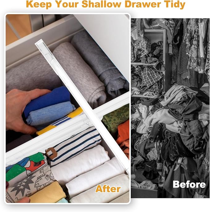 6 Pack Drawer Dividers for Clothes, 4" High 10.6"-16.9" Adjustable Drawer Dividers Expandable Dresser Drawer Organizer, Clear Drawer Separators for Clothes, Underwear, Cosmetic, Kitchen Utensils - Image 6