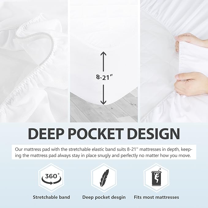 Twin XL Mattress Protector Waterproof Washable 2 Pack Mattress Padded Cover Fitted Extra Long College Dorm Bed Protection Noiseless Plastic Bed Pad Deep Pocket Up 18“ Soft&Breathable