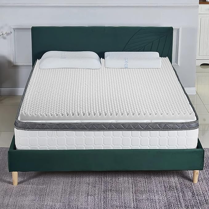 Treaton, 1-Inch Convoluted High Density Foam Mattress Topper, CertiPUR-US Certified for Superior Comfort and Support, Twin, Green