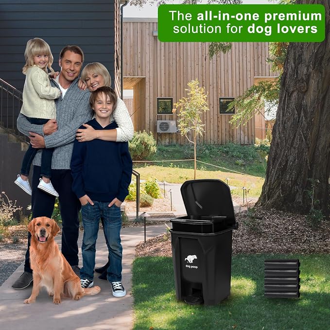Dog Poop Trash Can Outside, 20L/5Gallon Pedal and Removable Inner Waste Bin, Outdoor Dog Poop Trash Can with 100 Bags, Pet Waste Container for Garden, Black - Image 7