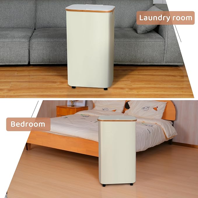 Laundry Basket with Wheels,100L Hampers for Laundry,Large Laundry Hamper with Lid and Bamboo Handles,Collapsible & Waterproof Tall Cloth Hamper for Dormitory Family，Beige - Image 4