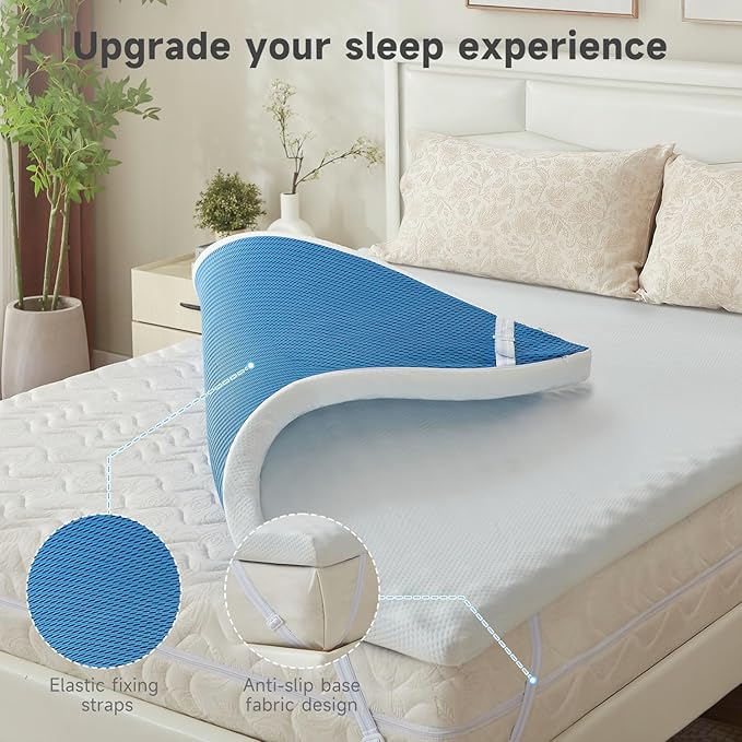 WAVV 3 Inch Gel Memory Foam Mattress Topper California King,Egg Crate Mattress Topper, Cooling Pad, with Removable and Washable Cover, Relieve Back Pain, Pressure Relief