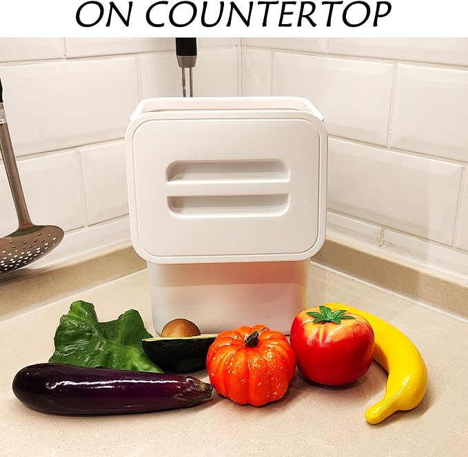 stonespace Hanging Small Trash Can with Lid Under Sink for Kitchen，1.3 Gallon/ 5L Mountable Compost Pail，Kitchen Compost Bin for Countertop, White - Image 2