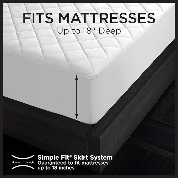 Protect-A-Bed Essential Mattress Pad Twin, 100% Waterproof, Dust Mite Barrier Mattress Pad, Breathable & Quiet, Antimicrobial, Fits 11"-18" Mattresses