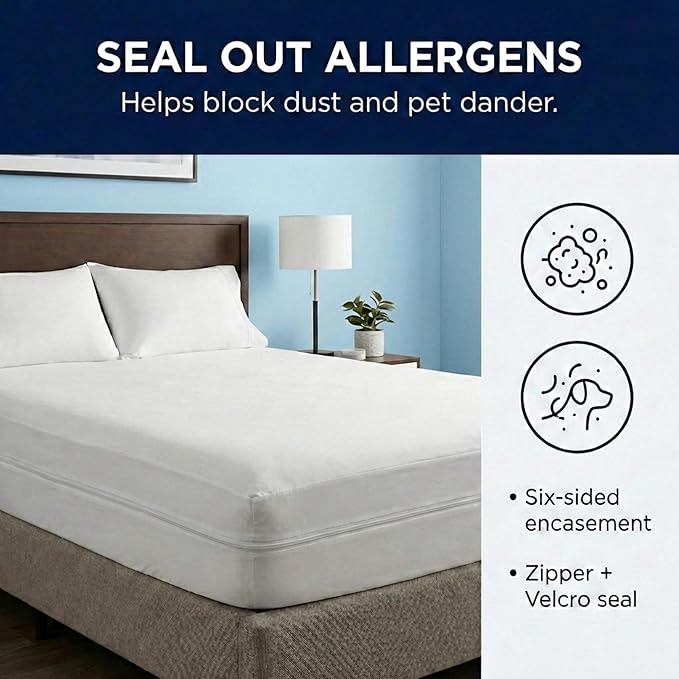Zippered Waterproof Mattress Encasements - Hypoallergenic Mattress Protector Cover with Soft Cotton Terry Fabric Top - California King Size 72' x 84"