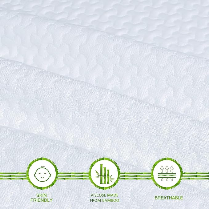 3 Inch Mattress Topper Cover King Size (Only Cover) Cooling Rayon Zippered Cover for Mattress Topper with Adjustable Straps for Latex Memory Foam Mattress Cover