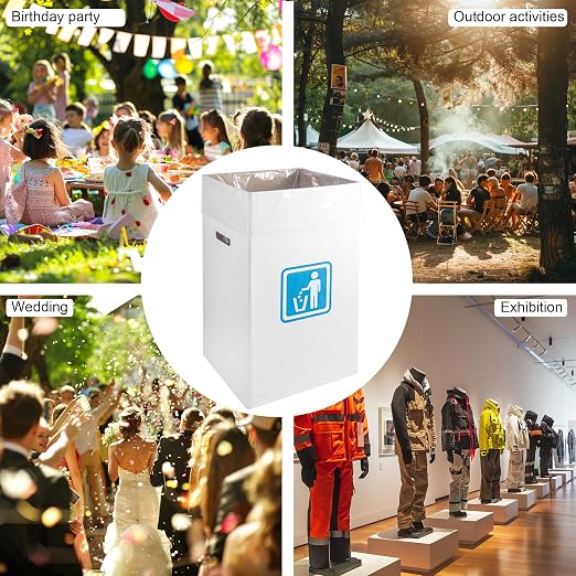 40 Gallon Cardboard Trash cans for Events (Pack of 10)， with 20 Liners Included，Be applicableOutdoor Events pop up Trash cans for Parties，Reusable Portable Garbage Can，in-Home Recycling Bins - Image 5