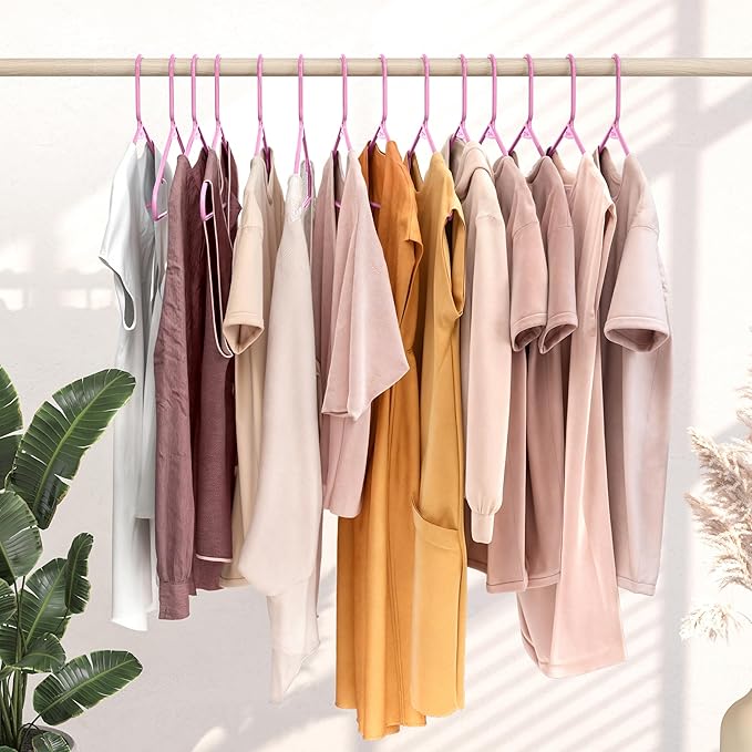 Plastic Hangers 20 Pack Pink - Clothes Hangers - Makes The Perfect Coat Hanger and General Space Saving Hangers for Closet and New Apartment Essentials - Percheros Ganchos para Colgar Ropa Hangars - Image 6