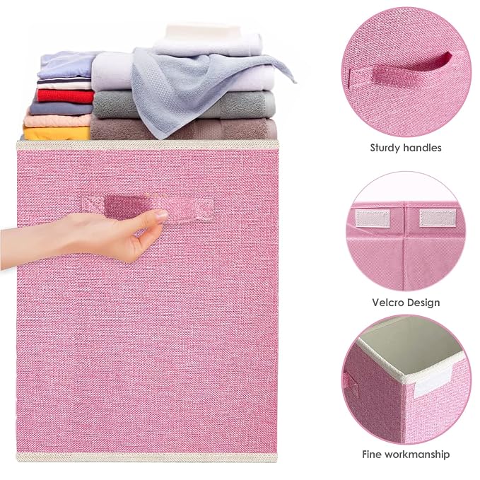 VERONLY Large Collapsible Toy Storage Box with Lid & Handles - Kids Organizer Chest for Toys, Clothes, Blankets (Pink, Nursery, Playroom, Bedroom)-24.5''×13''×16'' - Image 6
