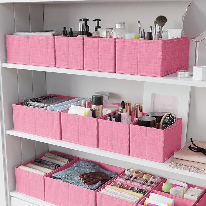 Drawer Organizer Clothes Set of 12 Pink - Dresser Organizer For Nursery, Bedroom, Closet - Perfect Baby Clothes Organizer and Storage & General Nursery Organization or Dresser Drawer Organizers - Image 6