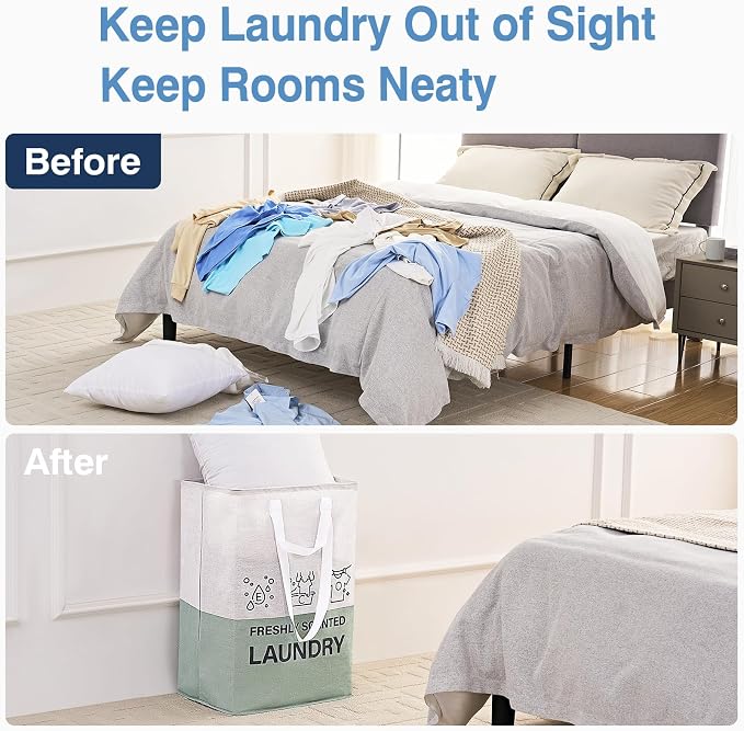 ELONG HOME Laundry Baskets, 92L Freestanding Laundry Basket with Handles, Waterproof Tall Collapsible Clothes Hamper for Dorm, Bedroom, Bathroom - Image 4