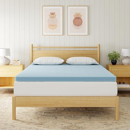 2 Inch King Mattress Topper, Cooling Gel Infused Memory Foam Twin Mattress Pad in a Box, Back Support for Pressure Relief, CertiPUR-US Certified, Blue