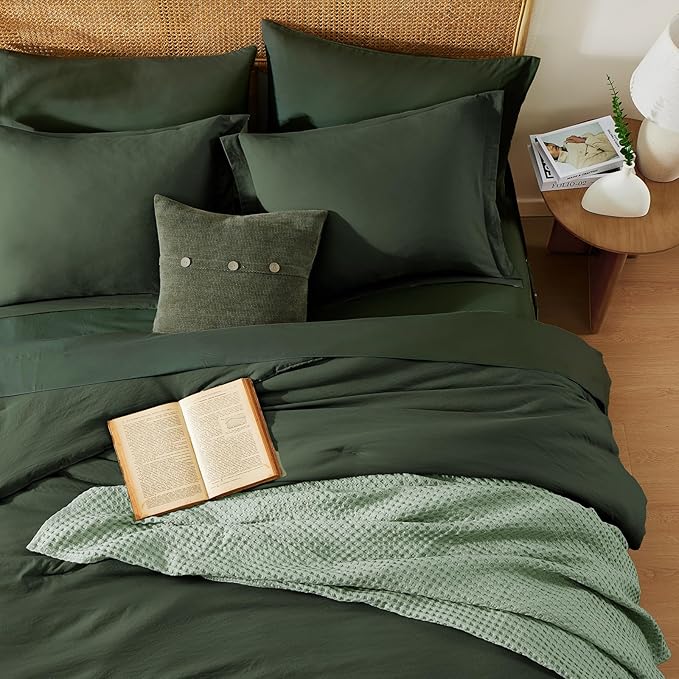 WRENSONGE Twin Comforter Set- 5 Pieces Deep Forest Twin Bed in a Bag, All Season Twin XL Bedding Sets with 1 Fitted Sheet, 1 Flat Sheet, 1 Pillow Sham and 1 Pillowcase