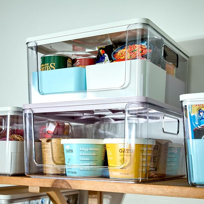Rosanna Pansino x iDesign Recycled Plastic Open Front Kitchen Storage Bin with Lid, Clear Bin/Lavender Sprinkles Lid, 12" x 12" x 6" - Image 3