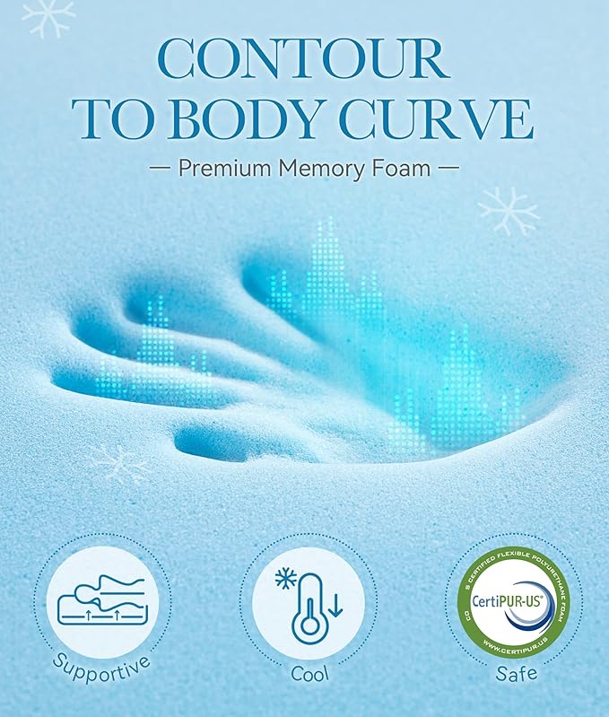 BDEUS Waterproof Dual Layer 4 Inch Memory Foam Mattress Topper Full Size, 2 Inch Gel Memory Foam Plus 2 Inch Down Alternative Quilted Pillow Top Mattress Pad Cover for Kids, Pets