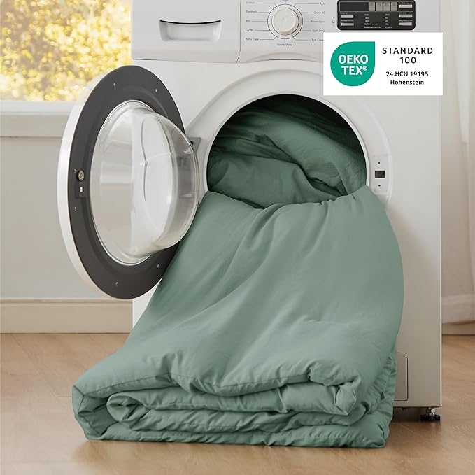 Bedsure Super King Comforter Set, Sage Green Soft Prewashed Bedding for All Seasons, 3 Pieces GentleSoft™ Bed Set, 1 Lightweight Comforter (120"x120") and 2 Pillowcases (20"x36")