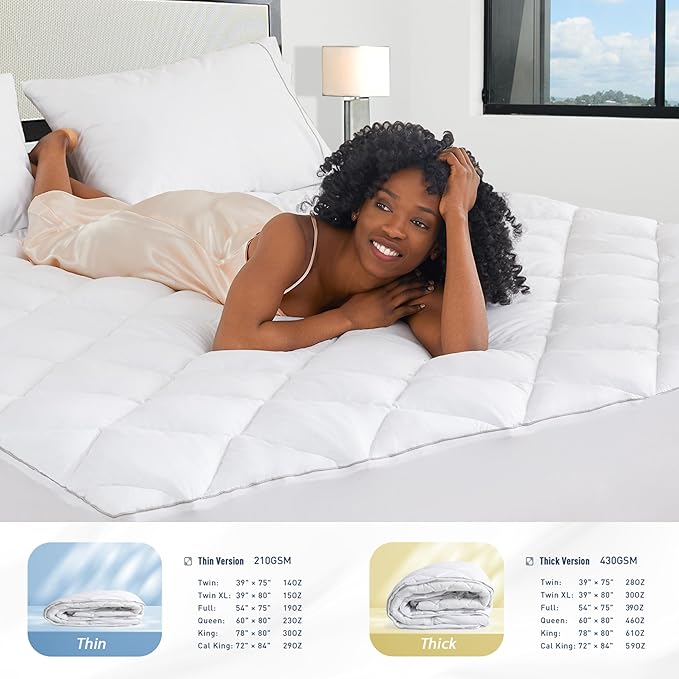 Sunflower Quilted King Mattress Protector, Mattress Pad King, Cotton Mattress Cover Waterproof, 18-22" Extra Deep Pocket Thin Version, Hypoallergenic Soft Durable