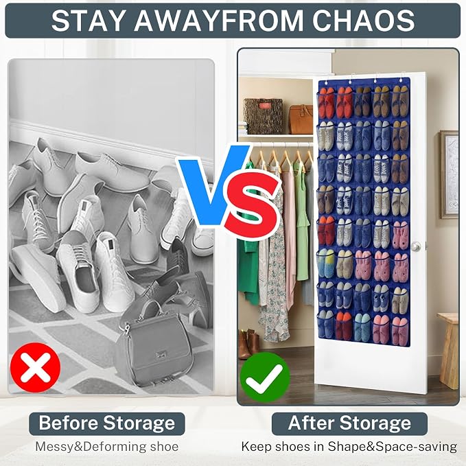 40-Pocket Over the Door Shoe Organizer - Large Mesh Pocket Hanging Shoe Organizer,Behind the Door Shoes Storage Holder Hanger - Image 4