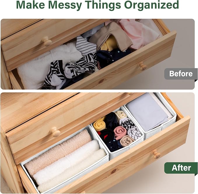 Kootek 16 Pack Drawer Organizer Clothes, Dresser Drawer Organizers for Clothing Fabric Foldable Closet Organizers and Storage Bins for Baby Clothes, Nursery, Underwear, Bras, Socks - Image 3