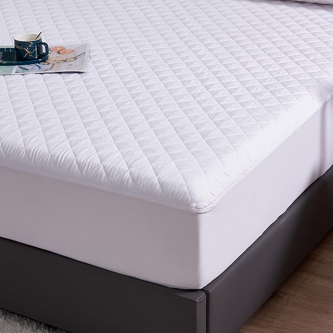 California King Size Waterproof Mattress Protector, Quilted Cooling Fitted Bed Mattress Cover Pad, 13"-15" Deep Pocket, Soft and Breathable Noiseless Machine Washable, Vinyl Free (California King)