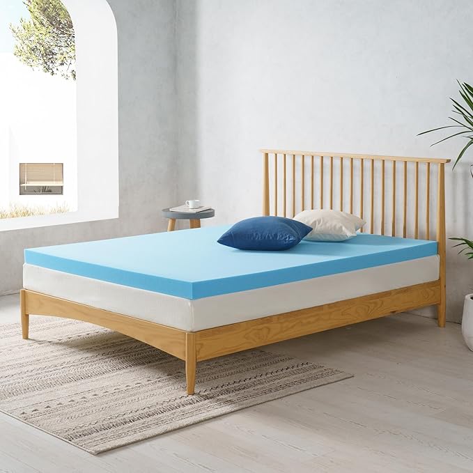 ZINUS 3 Inch Green Tea Cooling Gel Memory Foam Mattress Topper, Smaller, More Convenient WonderBox Packaging, Cooling Gel Foam, CertiPUR-US Certified, Full