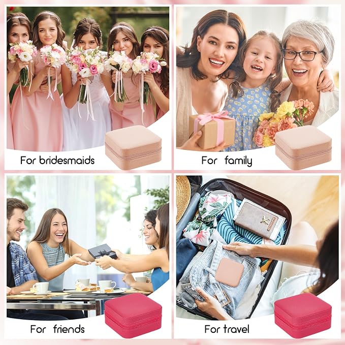 Taiyin Travel Jewelry Case, Bridesmaid Gifts Mini Jewelry Organizer, PU Leather Portable Earring Box for Women Girls - Image 7