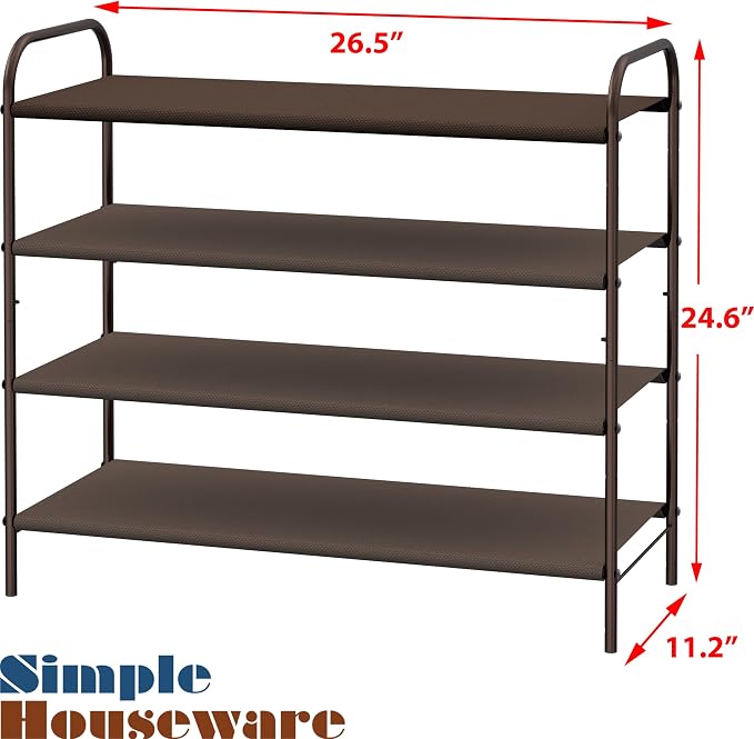 Simple Houseware 4-Tier Shoe Rack Storage Organizer, Bronze - Image 3