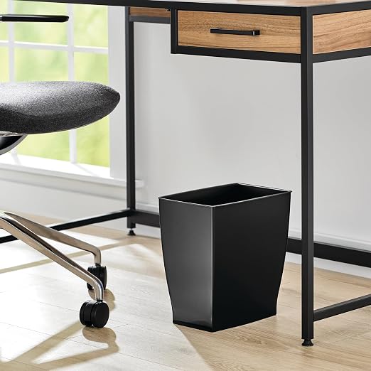iDesign Small Plastic Bathroom Trash Can, Slim Rectangle Garbage Bin for Bedroom, Office, Dorm, 2-Pack, Black - Image 5