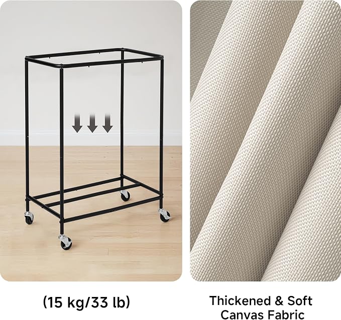 StorageWorks Laundry Hamper, 90L Rolling Laundry Sorter Cart with Removable and Washable Liner Bag, Clothes Hamper with Wheels and Handle for Laundry Room and Bedroom, Beige - Image 4