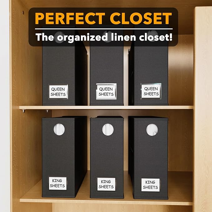SpaceAid 6 Pack Bed Sheet Organizer and Storage, Foldable Sheet Organizer with Window for Linen Closet, Set Folder Keeper for Queen & King Size Bedding Storage (Black) - Image 5