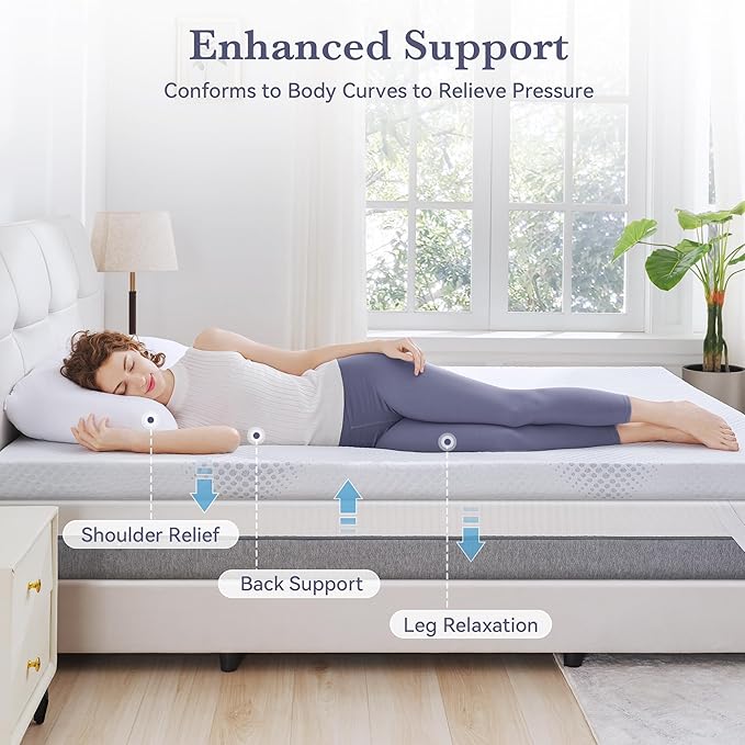 SINWEEK 3 Inch Gel Memory Foam Mattress Topper King Size, Bamboo Mattress Pad for Body Pressure Relief, Cooling Bed Topper with Breathable Soft Cover, CertiPUR-US Certified