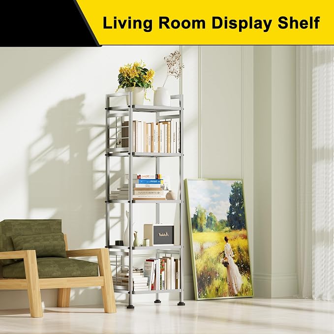 GIOTORENT 5-Wire Standing Storage Shelf, Metal Shelving Unit Pantry Rack for Laundry Kitchen Bathroom Organizer(Silver) - Image 5