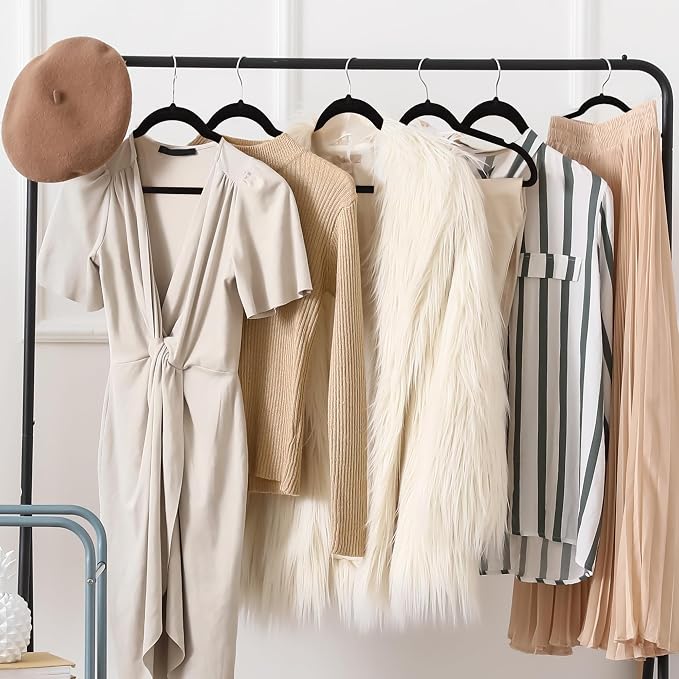 Techzoo Premium Velvet Hangers 30 Pack Ultra Thin Non Slip Adult Felt Space Saving Suit Hanger for Closet Heavy Duty Coat Pants Jackets Dress Hangers 360° Swivel Hook Hold Upto 10 lbs Black - Image 8