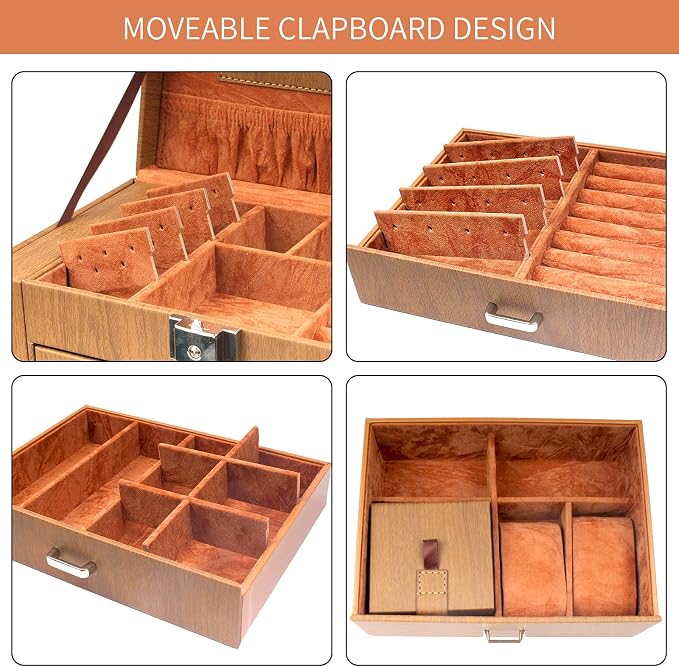 6 Tier Jewelry Box, Jewelry Case with 5 Drawers, Large Storage Capacity, with Mirror, Lockable, Jewelry Storage Organizer, Gift for Loved Ones - Image 8