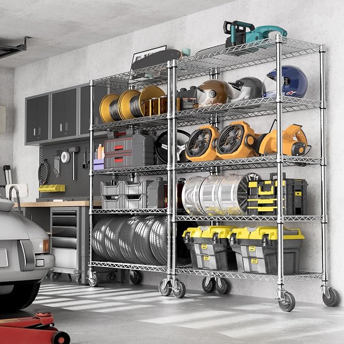 M MZG 5-Shelf Storage Shelves,Wire Shelving Heavy Duty Metal Storage Shelving Unit Adjustable Garage Shelving Rack Pantry Kitchen (Chrome, 5 Tier,17.7" D x 47.2" W x 76.7" H) - Image 6