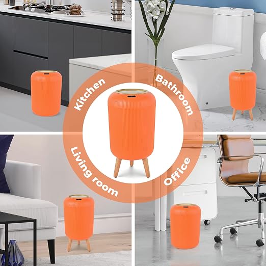 Pukomc Smart Sensor Wastebasket, Convenient and Hygienic Easy to Use, Technology Sensor Waterproof Wastebasket Plastic Trash can for Kitchen, Bathroom, Bedroom, Living Room, Office and Outdoor Orange - Image 6