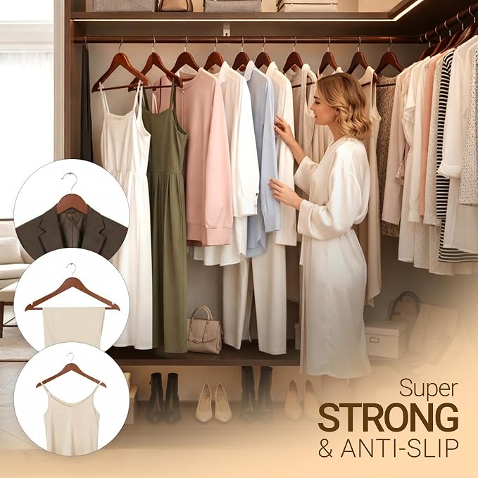 Utopia Home Premium Wooden Hangers 30 Pack - Durable & Slim Coat Hanger - Suit Hanger with 360-Degree Rotatable Hook - Wood Hangers with Shoulder Grooves (Cherry) - Image 7